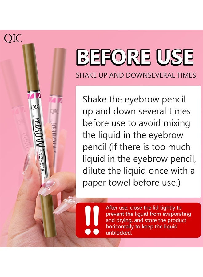QIC Eyebrow Pencil, 2-in-1 Waterproof Eyebrow Pen, With 2 Tip Microblading Eyebrow Pencil And Ultra-Precise Brow Pencil, With Eyebrow Brush, Eyebrow Pencils For Women, Natural Hair-Like Brows, Black Brown - Image 3